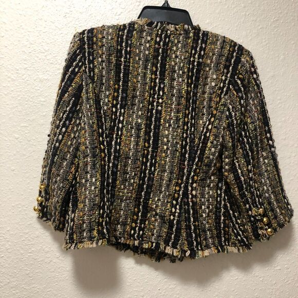 cabi wool crop jacket medium m blazer black gold chic city classic i6 - Picture 5 of 9